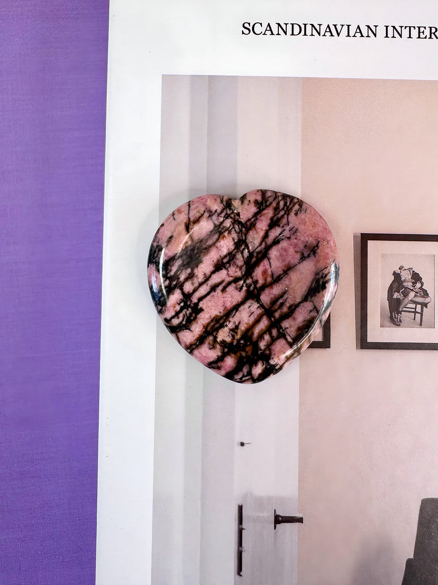 Rhodonite Heart Worry Stone for Emotional Healing