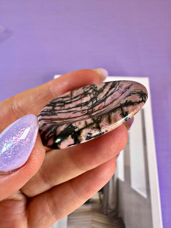 Rhodonite Heart Worry Stone for Emotional Healing