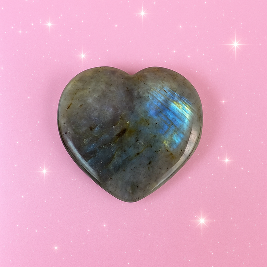 Labradorite Heart Worry Stone for Intuition and Protection