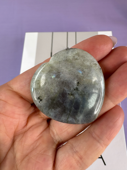 Labradorite Heart Worry Stone for Intuition and Protection